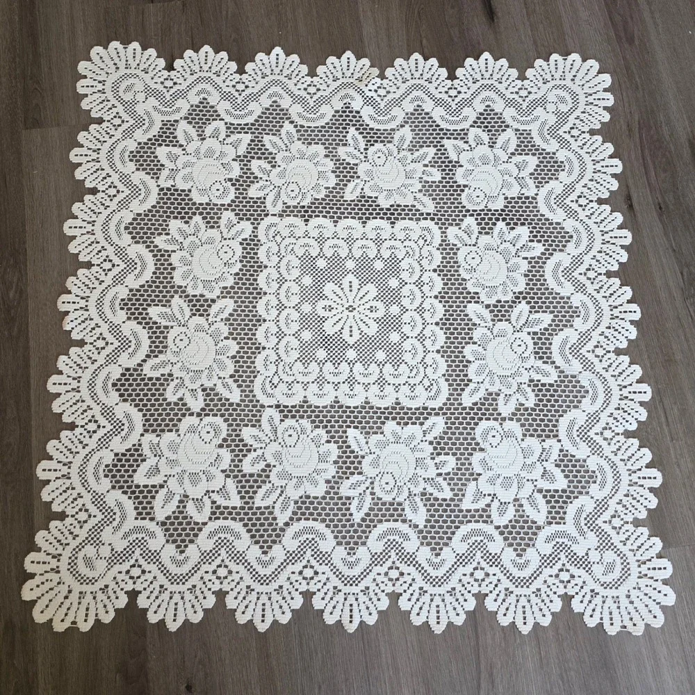 Heritage Lace Victorian Rose Square Tablecloth Cream 36x36 Cottagecore NWOT